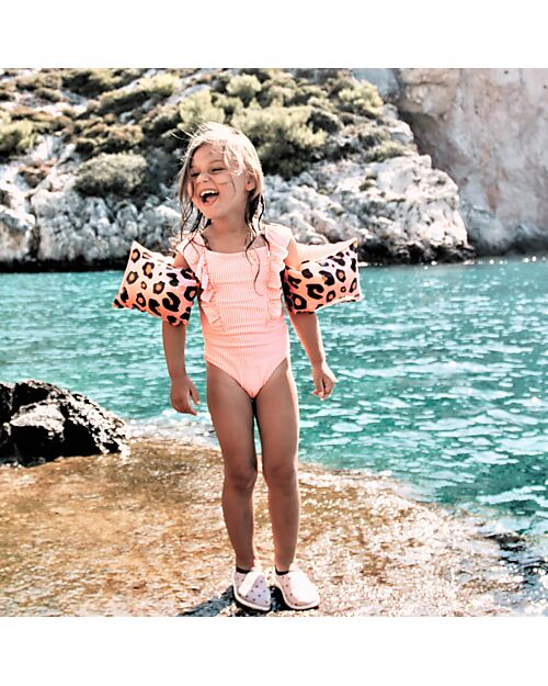 Swim Essentials Swimming Armbands - 2-6 Years - Rose Gold Leopard Print - PVC Beach Toys