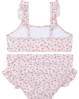 Swim Essentials UV Bikini with Ruffle - Old Pink Leopard Print - UV Protective Fabric Bikinis And Tankinis