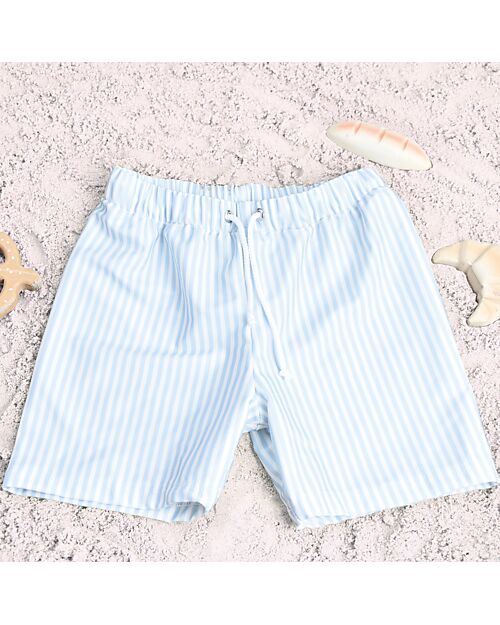 Swim Essentials UV Swim Shorts for Boys - Blue and White Stripes - UPF50+ Fabric Swimming Trunks