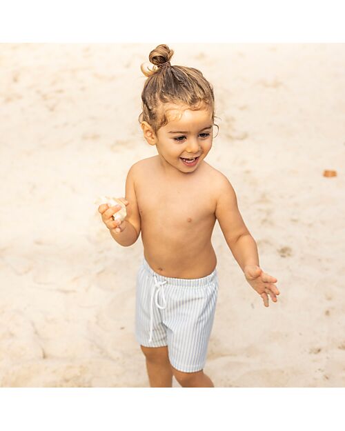 Swim Essentials UV Swim Shorts for Boys - Blue and White Stripes - UPF50+ Fabric Swimming Trunks