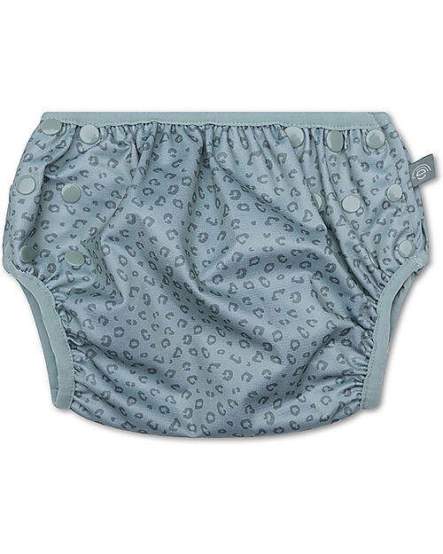 Swim Essentials Washable Swim Diaper - Green Leopard Print - Elastic Edges Swim Diaper