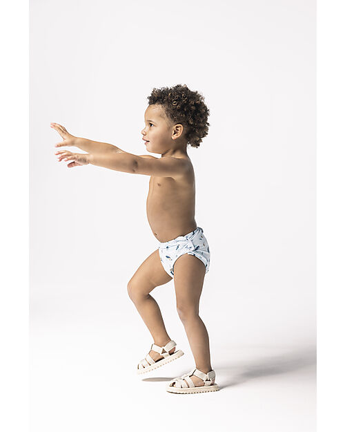 Swim Essentials Washable Swim Diaper - Light Blue Whale Print - Elastic Edges Swim Diaper