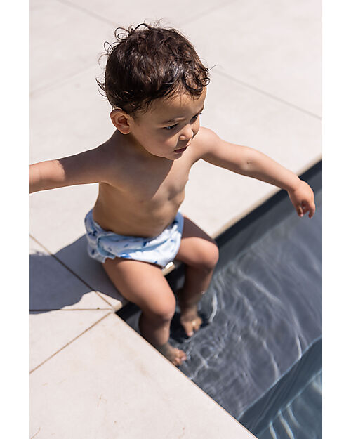 Swim Essentials Washable Swim Diaper - Light Blue Whale Print - Elastic Edges Swim Diaper