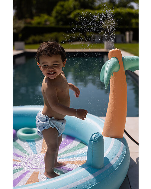 Swim Essentials Washable Swim Diaper - Light Blue Whale Print - Elastic Edges Swim Diaper