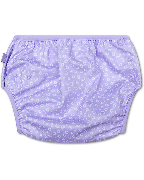 Swim Essentials Washable Swim Diaper - Lila Leopard Print - Elastic Edges Swim Diaper