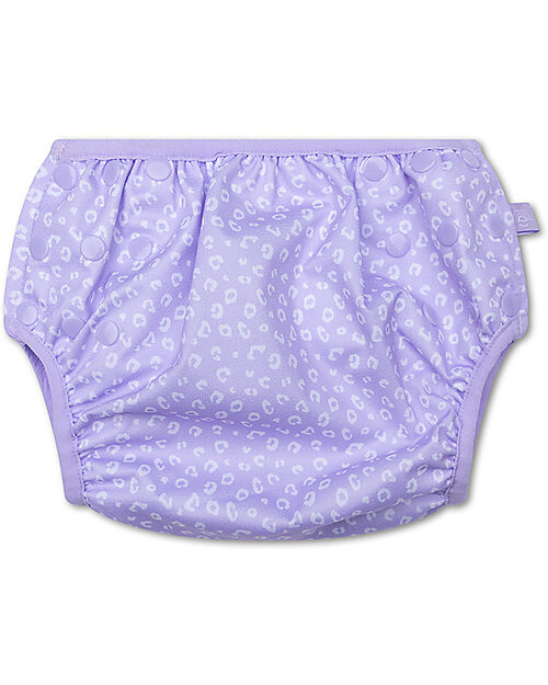 Swim Essentials Washable Swim Diaper - Lila Leopard Print - Elastic Edges Swim Diaper