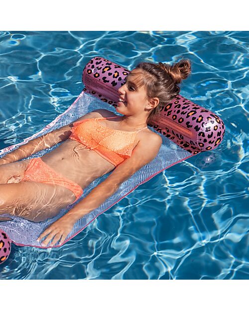 Swim Essentials Water Hammock - for 6 Years and Up - Rose Gold Leopard Print - Length 116cm Beach Toys