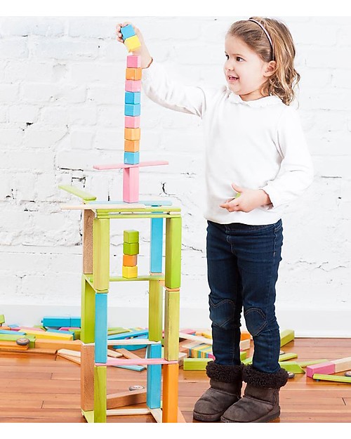 Tegu 24-Piece Set in Tints, Magnetic Wooden Blocks - Many Colours and Shapes Wooden Blocks and Construction Sets