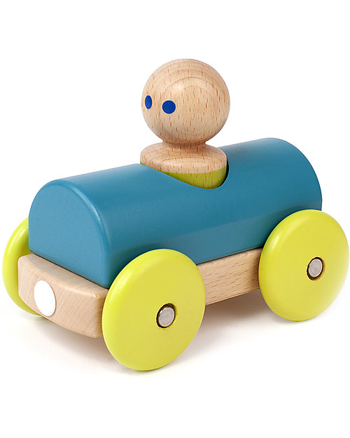 Tegu Magnetic Wooden Racer Teal Safe and Funny unisex bambini