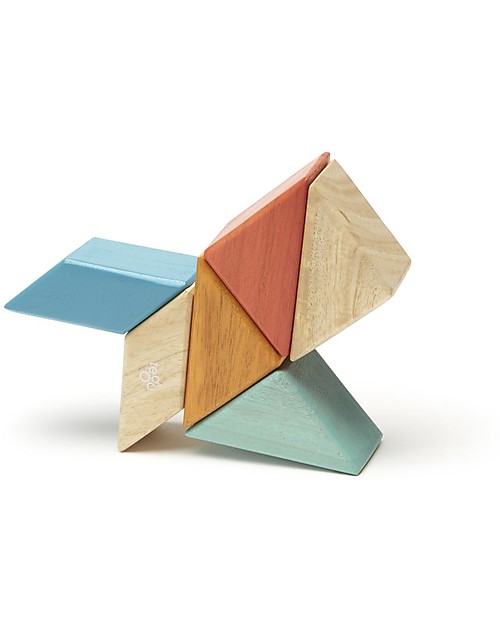 Tegu Prism Pocket Pouch in Sunset, 6 Magnetic Wooden Blocks - Eco-Friendly Wooden Blocks and Construction Sets