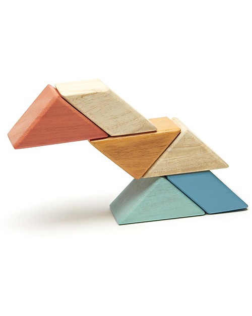 Tegu Prism Pocket Pouch in Sunset, 6 Magnetic Wooden Blocks - Eco-Friendly Wooden Blocks and Construction Sets