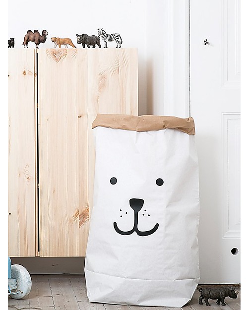 Tellkiddo Toys Bag, Black Bear - Recycled Paper Toy Storage Boxes