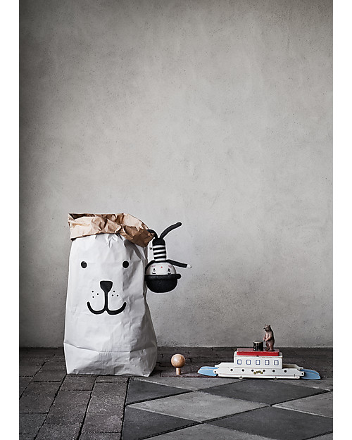 Tellkiddo Toys Bag, Black Bear - Recycled Paper Toy Storage Boxes