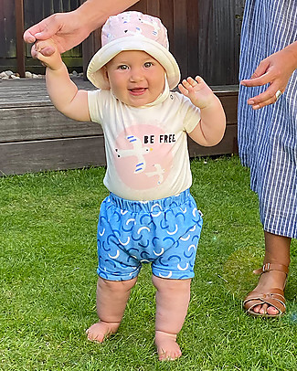 The Bonnie Mob Bloomer Shorts Splash - Blue Denim Waves - Organic Cotton Terry Shorts