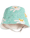 The Bonnie Mob Bowen Reversible Sun Hat, Aqua Bunny - Organic Cotton Sunhats