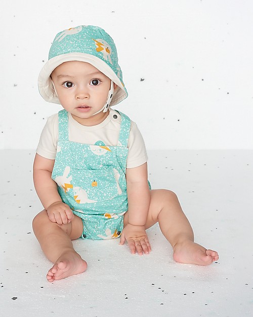 The Bonnie Mob Bowen Reversible Sun Hat, Aqua Bunny - Organic Cotton Sunhats