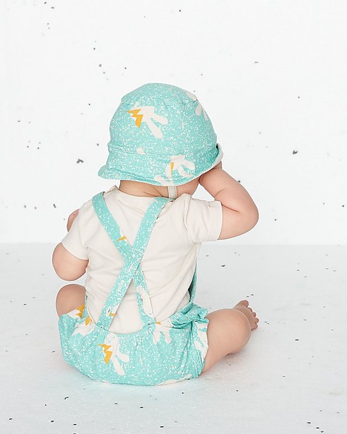 The Bonnie Mob Bowen Reversible Sun Hat, Aqua Bunny - Organic Cotton Sunhats