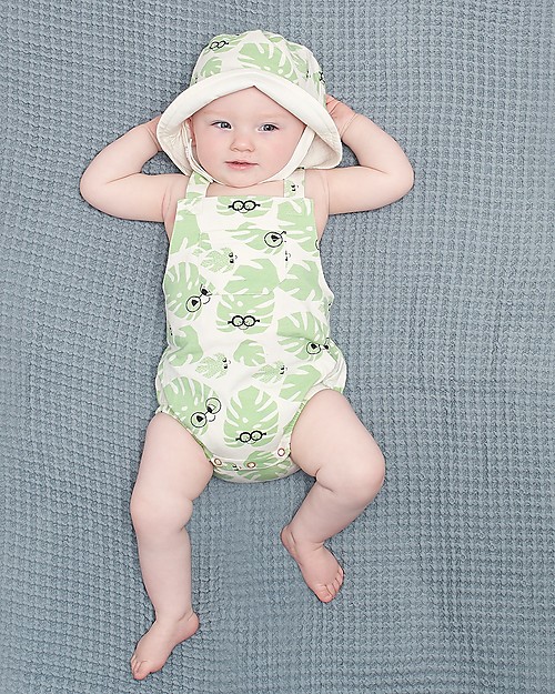 The Bonnie Mob Bubble Romper Bahama - Leaf - Organic cotton Short Rompers