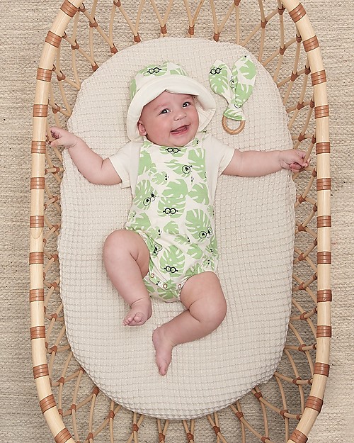 The Bonnie Mob Bubble Romper Bahama - Leaf - Organic cotton Short Rompers