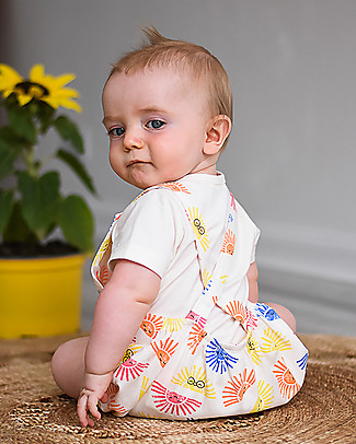 The Bonnie Mob Bubble Romper Laze - Sunshine - Elasticated Organic Cotton Short Rompers