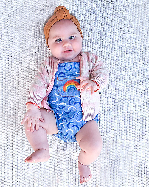 The Bonnie Mob Bubble Romper Stanley - Blue denim Waves - Organic Cotton  Terry unisex (bambini)