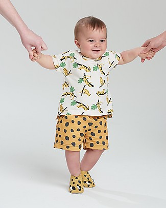 The Bonnie Mob Comfy Shorts Miami - Mustard Leopard (2-5 years old) - 100% organic cotton Shorts
