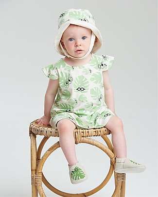 The Bonnie Mob Dress with Frill Shoulder Bali - Leaf (12-24 months) - Organic cotton Dresses