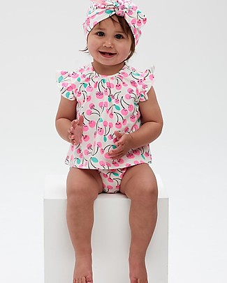 The Bonnie Mob Frill Sleeve Top + Bloomer Set Matflower - Cherries - Organic Cotton Sets And Co-Ords