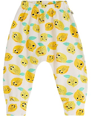 The Bonnie Mob Hareem Pant Kid Palazzo - Lemon - Elasticated Organic Cotton Trousers
