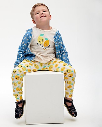 The Bonnie Mob Hareem Pant Kid Palazzo - Lemon - Elasticated Organic Cotton Trousers