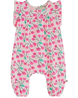 The Bonnie Mob Jumpsuit Mondrian - Cherries - Elasticated Organic Cotton Babygrows
