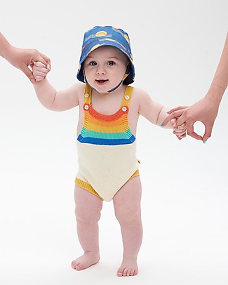 The Bonnie Mob Knitted Baby Romper Gite - Rainbow - 100% Organic Cotton Short Rompers