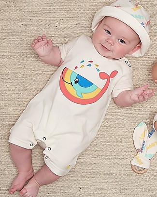 The Bonnie Mob Motif Shorty Playsuit Ischia - Whale - Organic cotton Short Rompers