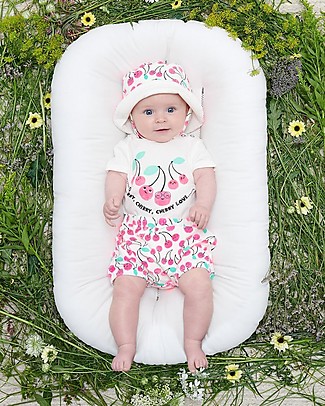 The Bonnie Mob Short Sleeved Bodysuit Meurice - Cherries - Elasticated Organic Cotton Short Sleeves Bodies
