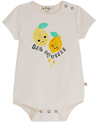 The Bonnie Mob Short Sleeved Bodysuit Meurice - Lemons - Elasticated Organic Cotton Short Sleeves Bodies