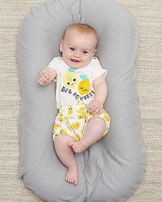 The Bonnie Mob Short Sleeved Bodysuit Meurice - Lemons - Elasticated Organic Cotton Short Sleeves Bodies