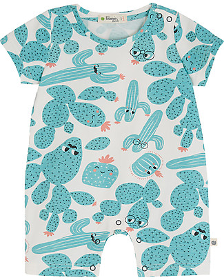 The Bonnie Mob Shorty Playsuit Lagoon - Cactus - Elasticated Organic cotton Short Rompers