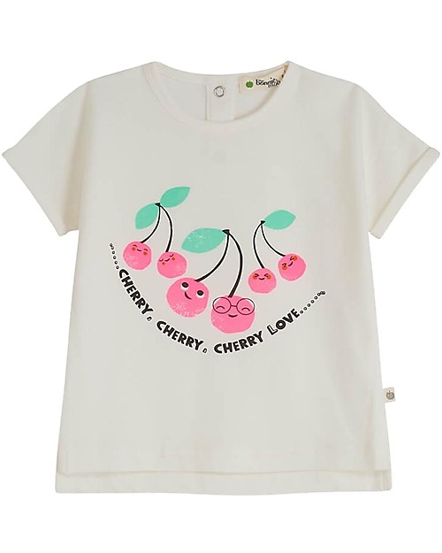 The Bonnie Mob T-shirt Kid Plaza - Cherries - Elasticated Organic Cotton T-shirts
