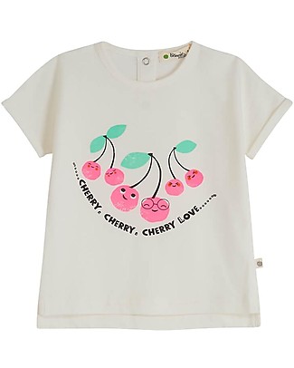 The Bonnie Mob T-shirt Kid Plaza - Cherries - Elasticated Organic Cotton T-shirts