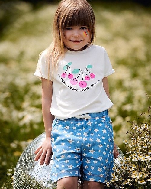 The Bonnie Mob T-shirt Kid Plaza - Cherries - Elasticated Organic Cotton T-shirts