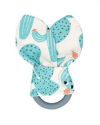 The Bonnie Mob Teething Ring Paddle - Cactus - Silicone and Organic Cotton Teethers