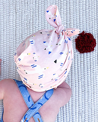 The Bonnie Mob Turban Baby Hat Plunge - Free Bird - Elasticated Organic cotton Sunhats
