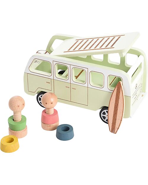 tickit Adventure Camper - Natural and Light Green - Wood - from 3 Years Wooden Toy Cars, Trains & Trucks