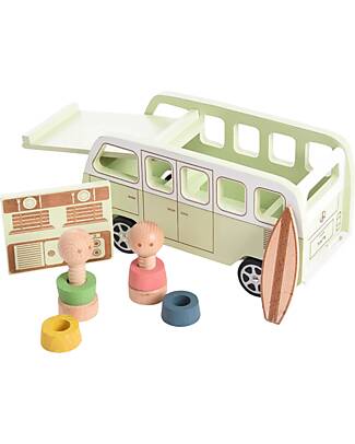 tickit Adventure Camper - Natural and Light Green - Wood - from 3 Years Wooden Toy Cars, Trains & Trucks