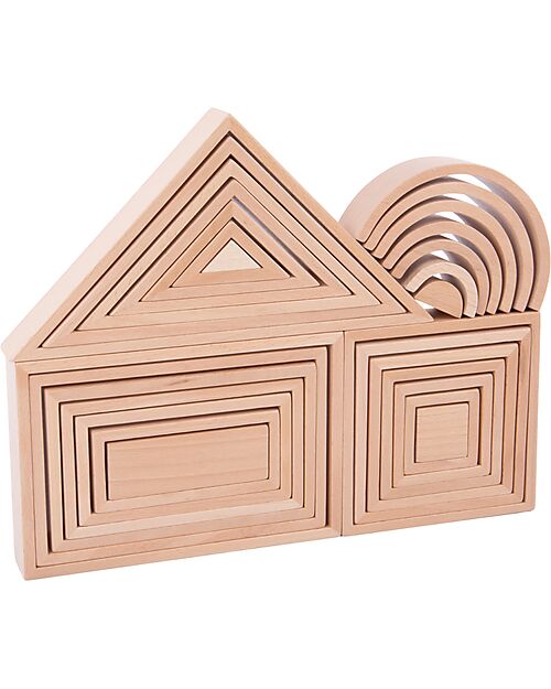 tickit Beech Wood Architect Set - Natural - 28 Pieces - 12m+ Wooden Blocks and Construction Sets