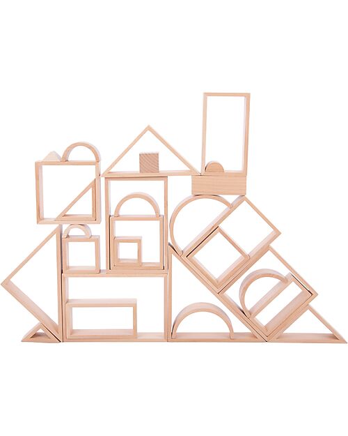 tickit Beech Wood Architect Set - Natural - 28 Pieces - 12m+ Wooden Blocks and Construction Sets