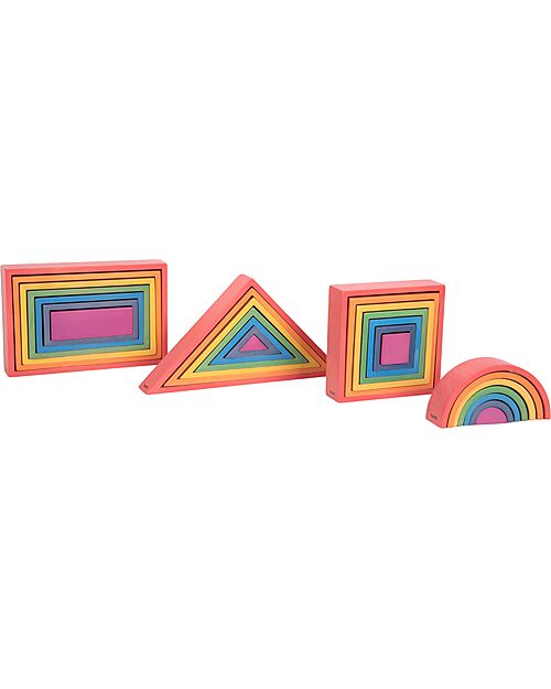 tickit Beech Wood Architect Set - Rainbow - 28 Pieces - 12m+ Wooden Blocks and Construction Sets