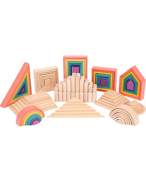 tickit Beech Wood Architect Set - Rainbow - 28 Pieces - 12m+ Wooden Blocks and Construction Sets