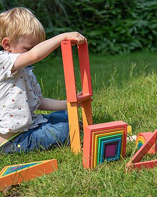 tickit Beech Wood Architect Set - Rainbow - 28 Pieces - 12m+ Wooden Blocks and Construction Sets