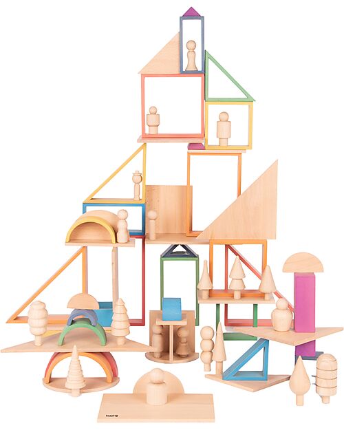 tickit Beech Wood Architect Set - Rainbow - 28 Pieces - 12m+ Wooden Blocks and Construction Sets
